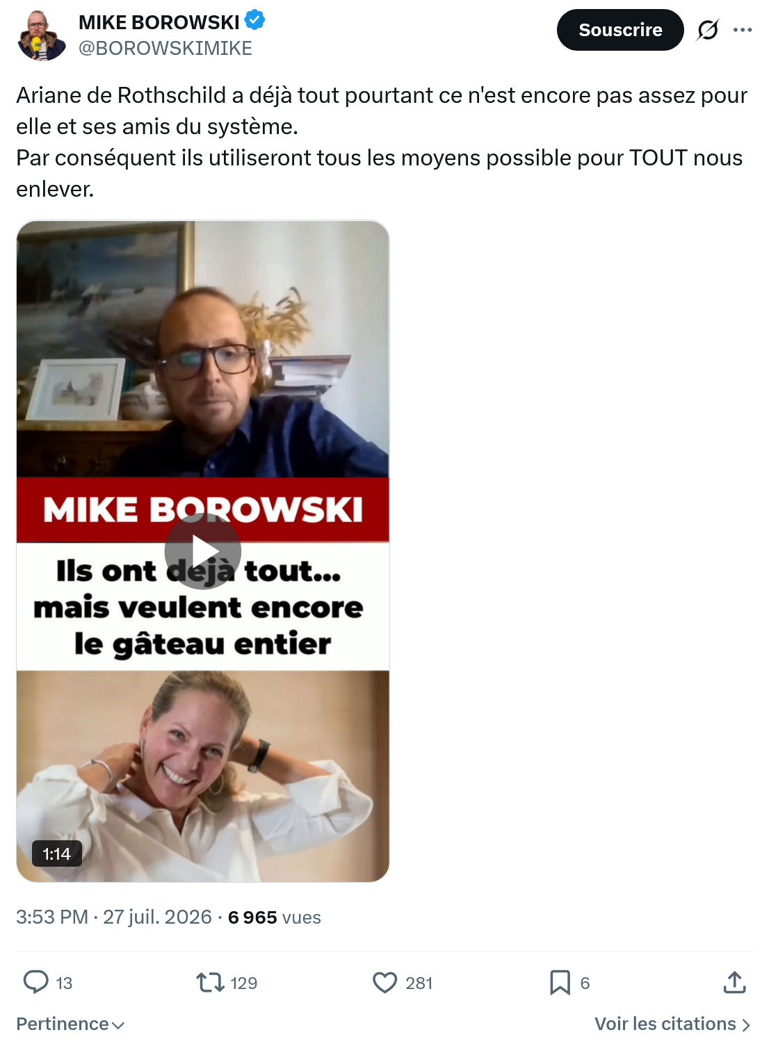 Mike Borowski: Ariane de Rothschild a déjà...