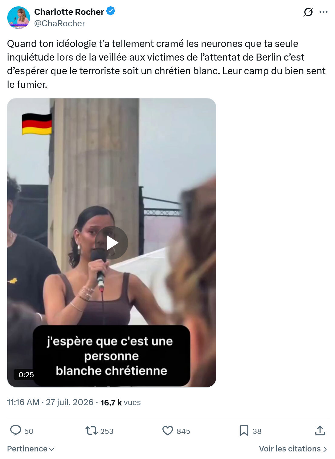 Charlotte Rocher: Quand ton idéologie t’a tellement...