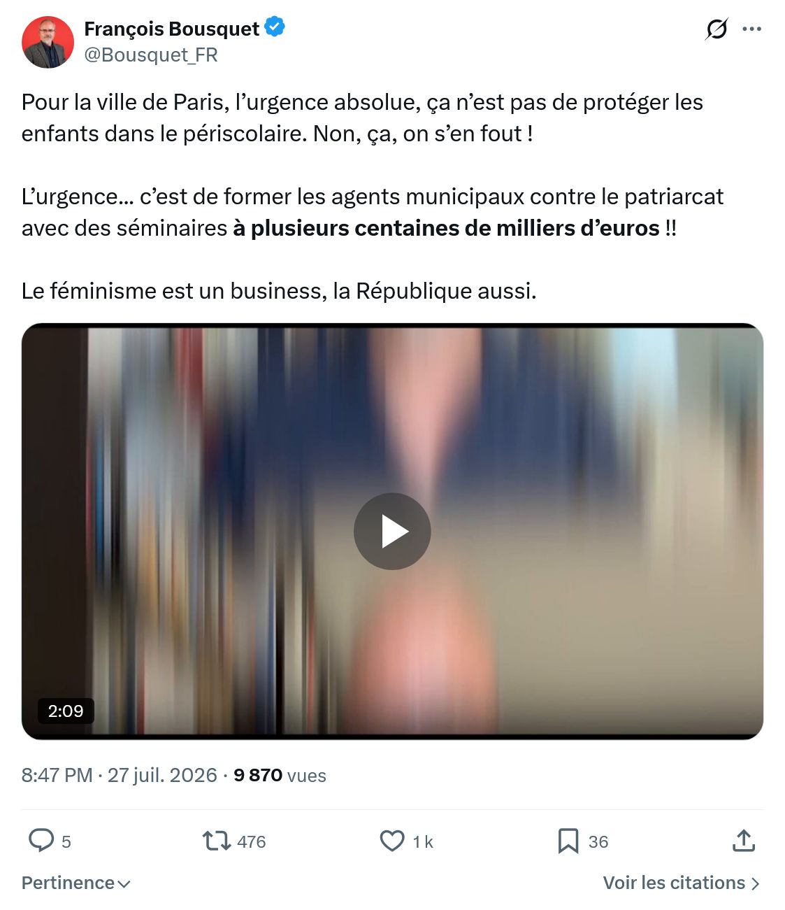 François Bousquet: Pour la ville de Paris...