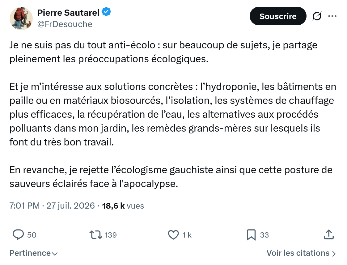 Pierre Sautarel: Je ne suis pas du tout anti-écolo...