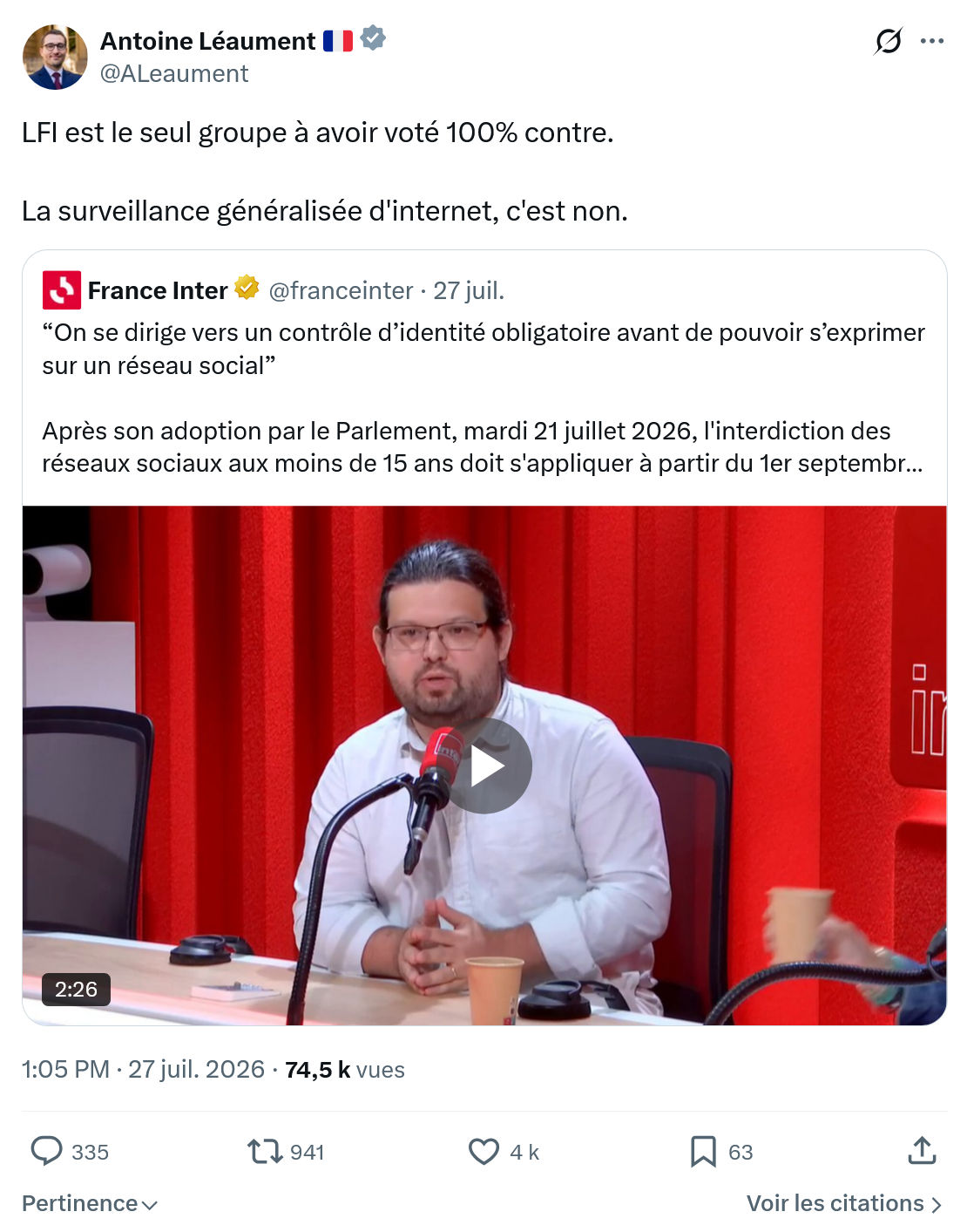 Antoine Léaument: LFI est le seul groupe à avoir...