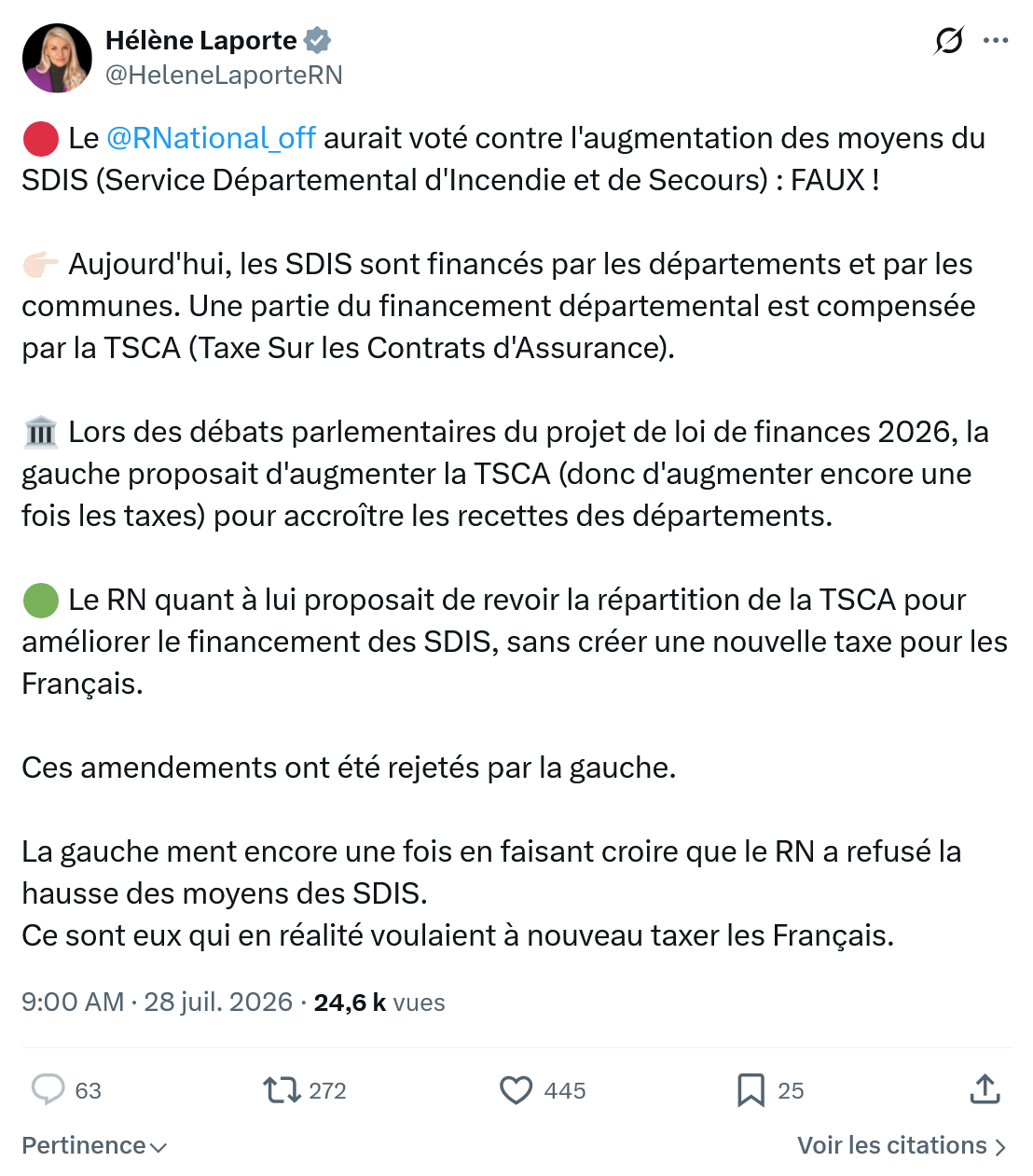Hélène Laporte: Le @RNational_off aurait voté contre l'augmentation...