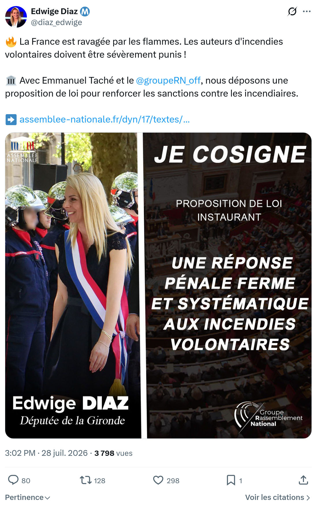 Edwige Diaz: La France est ravagée par les flammes...