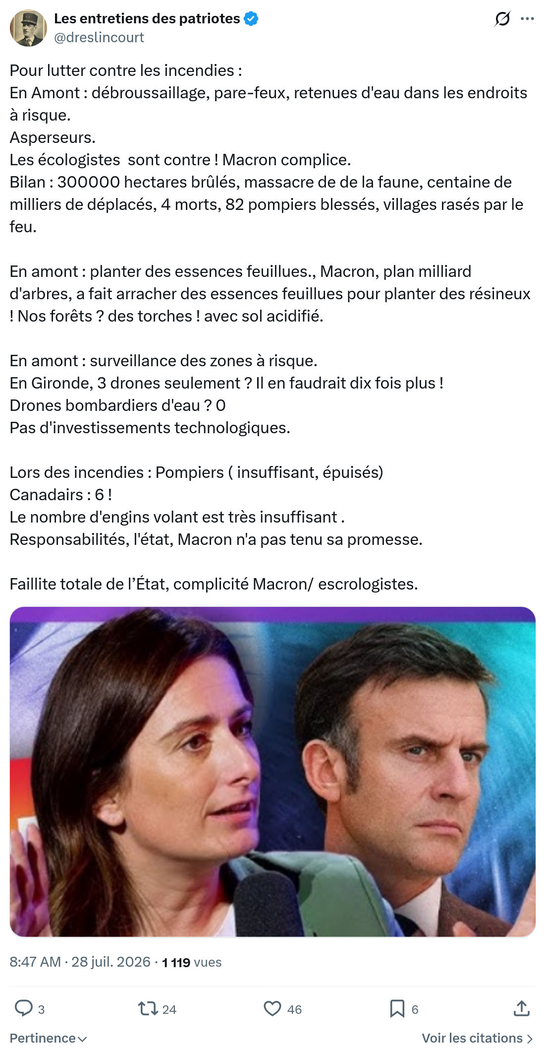 Marquis de Dreslincourt: Pour lutter contre les incendies...
