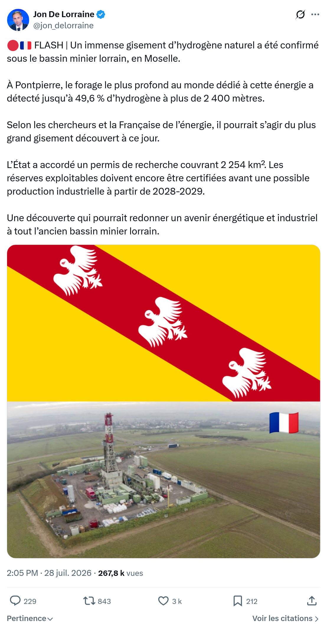 Jon De Lorraine: Un immense gisement d’hydrogène...