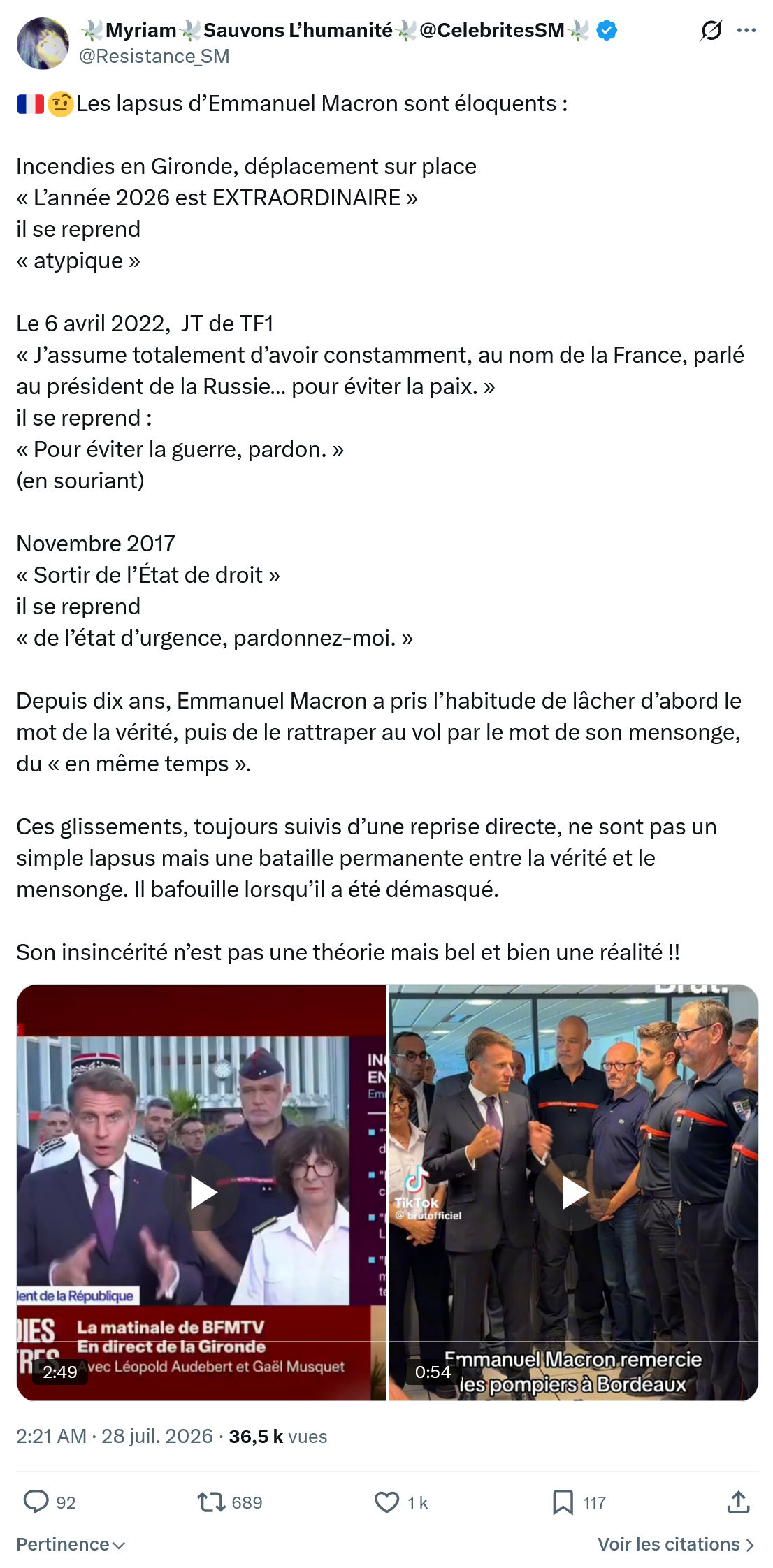 Myriam: Les lapsus d’Emmanuel Macron sont éloquents...