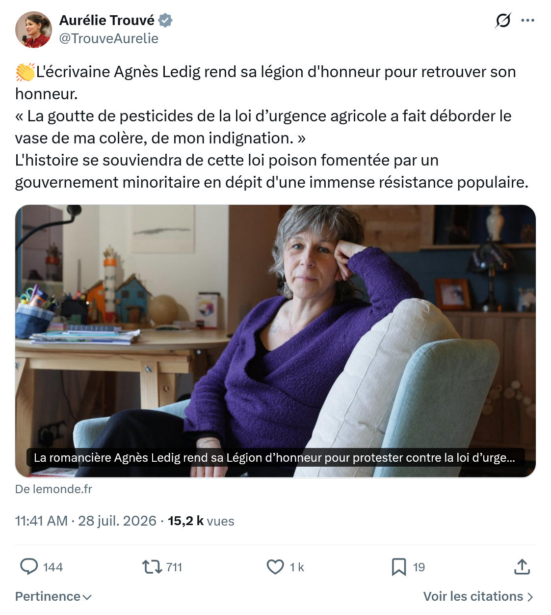 Aurélie Trouvé: L'écrivaine Agnès Ledig...