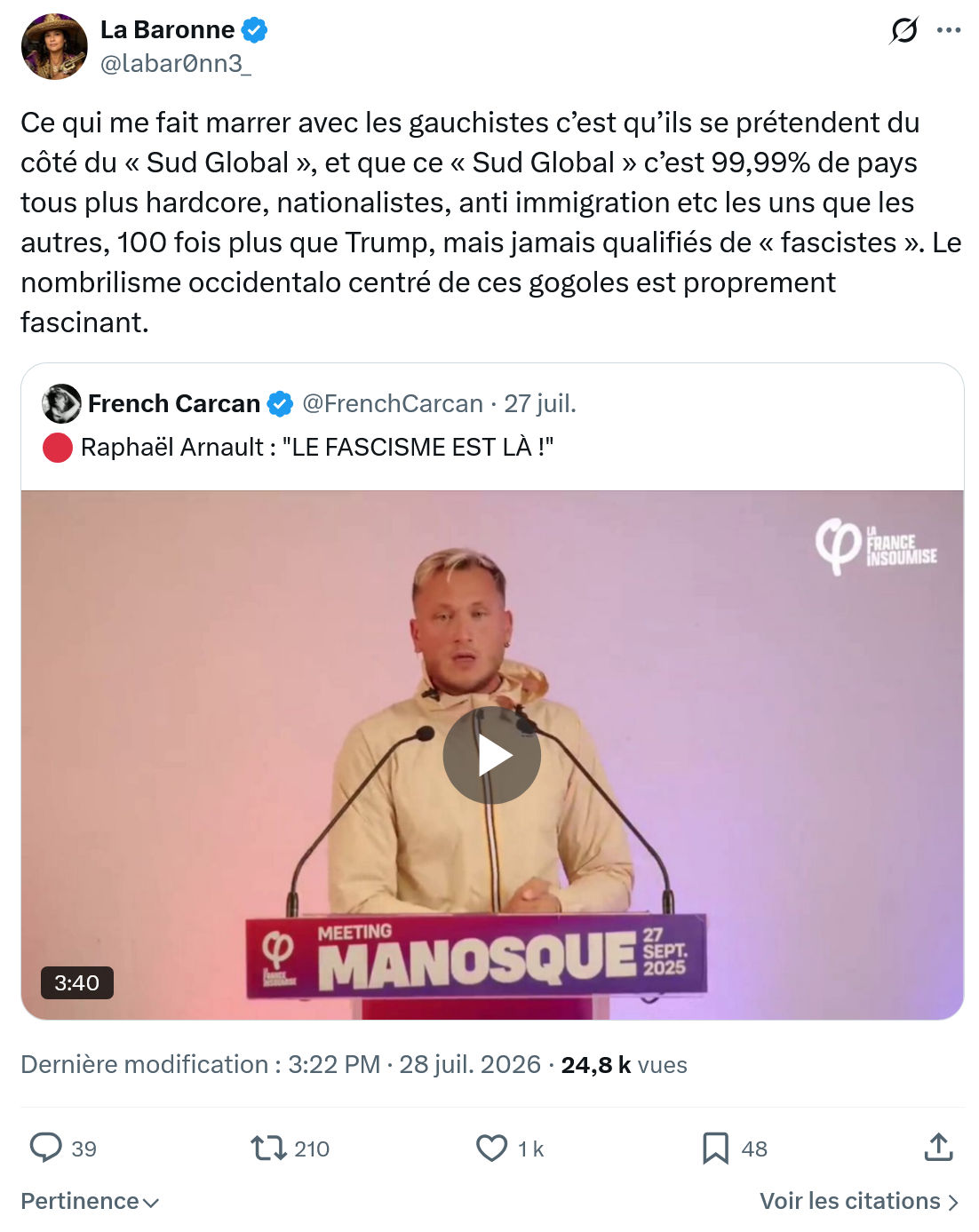 La Baronne: Ce qui me fait marrer avec les gauchistes...