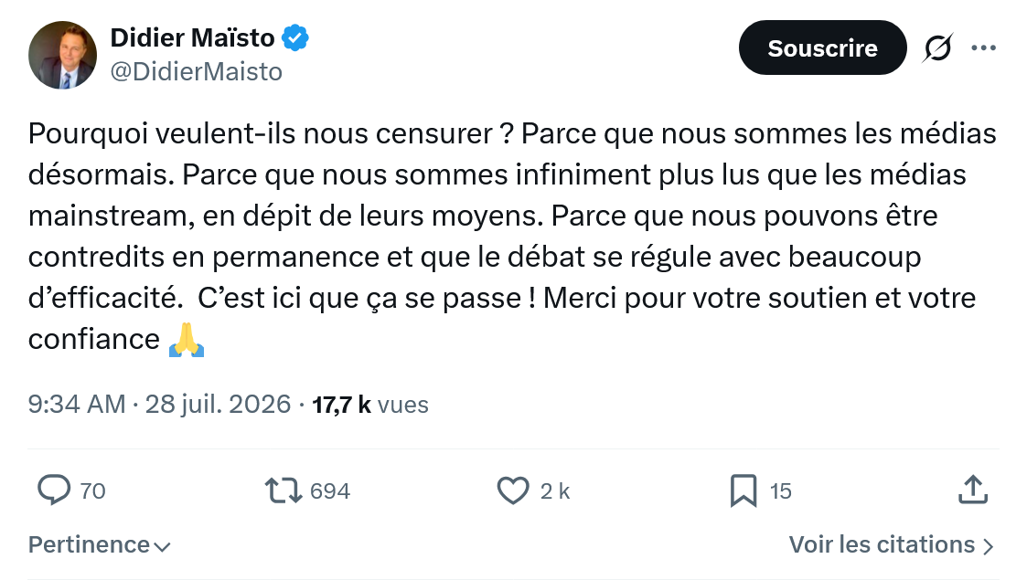 Didier Maïsto: Pourquoi veulent-ils nous censurer...
