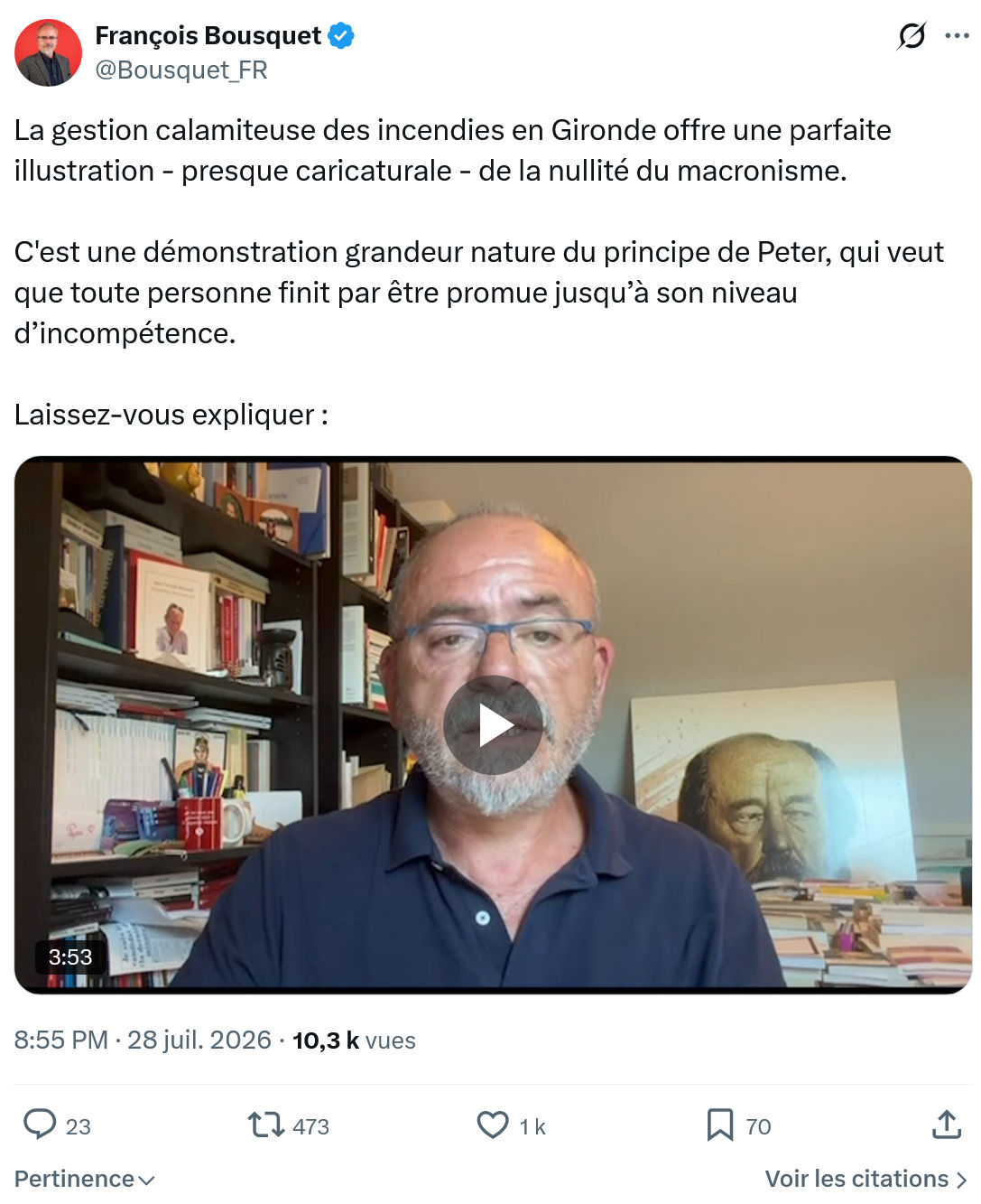 François Bousquet: La gestion calamiteuse des incendies...