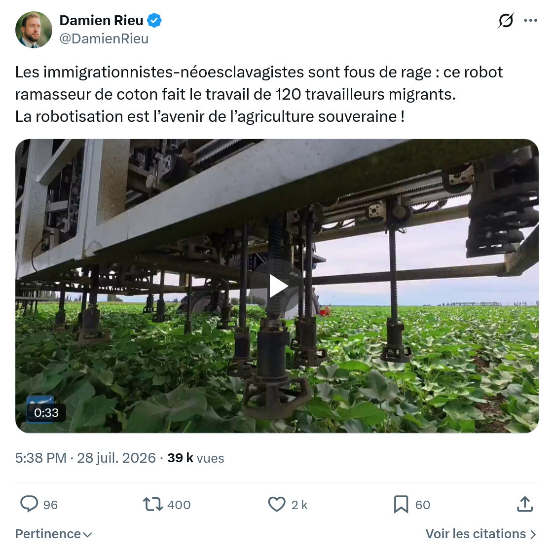 Damien Rieu: Les immigrationnistes-néoesclavagistes...