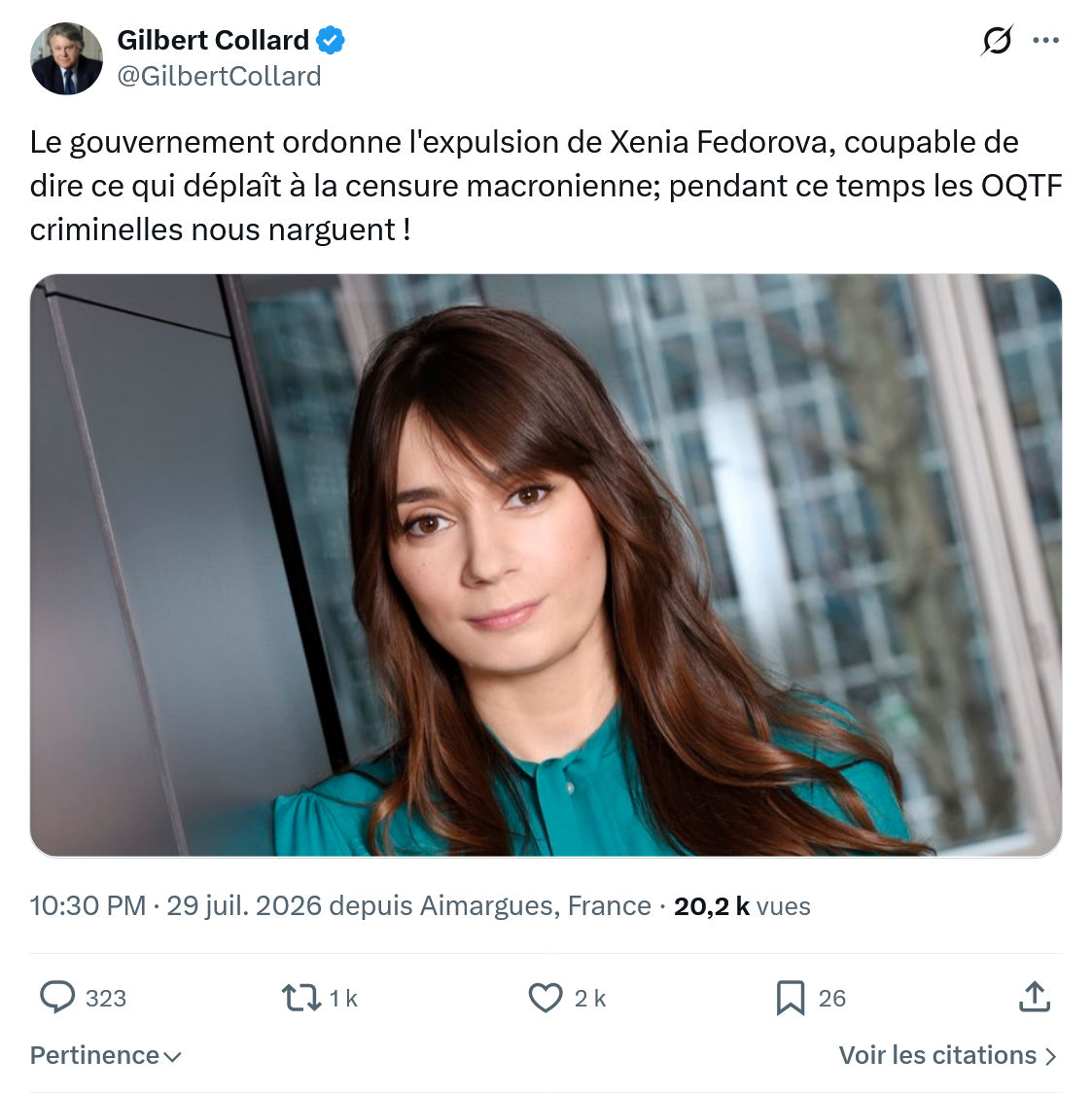 Gilbert Collard: Le gouvernement ordonne l'expulsion de Xenia Fedorova...
