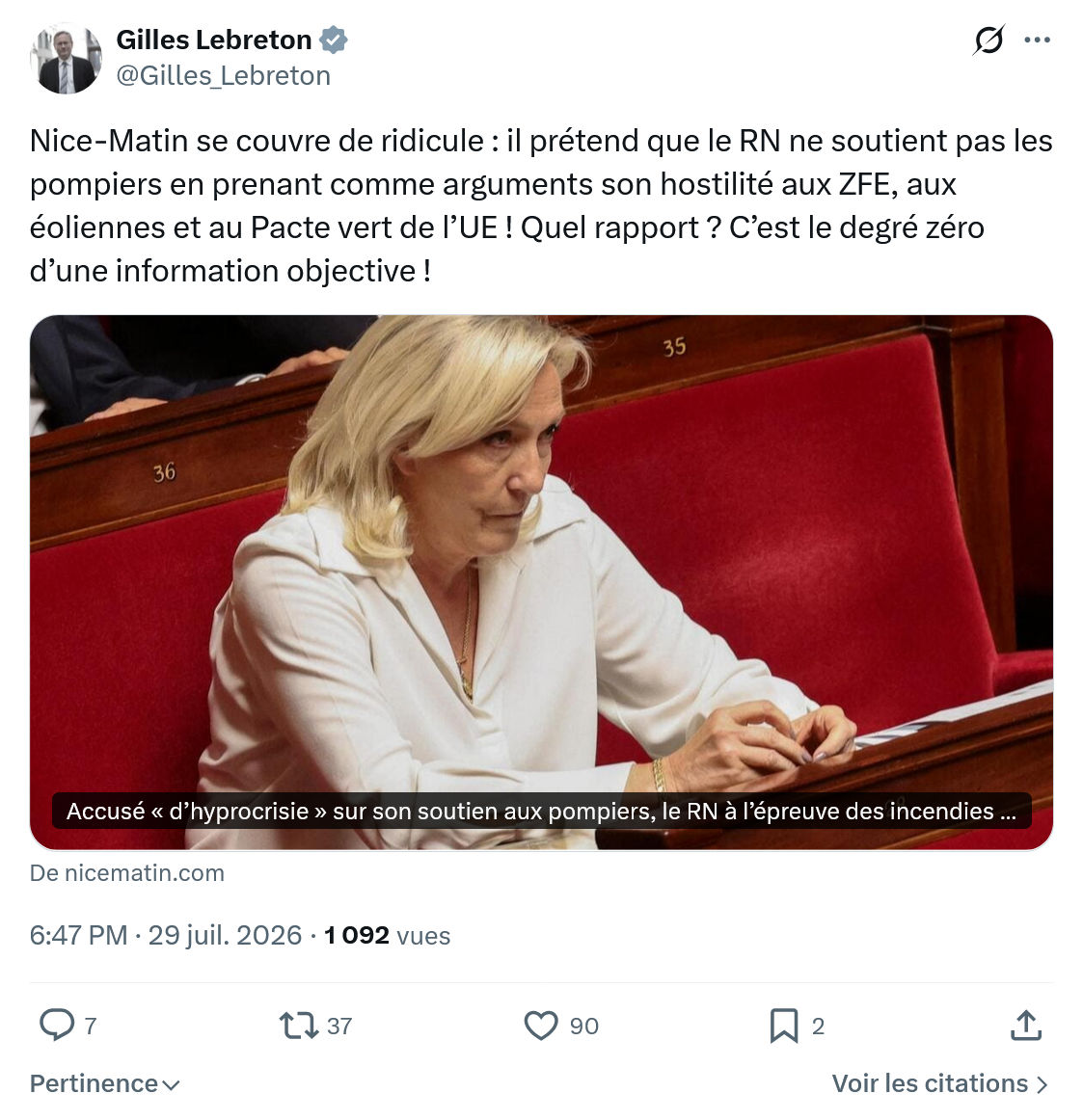 Gilles Lebreton: Nice-Matin se couvre de ridicule...