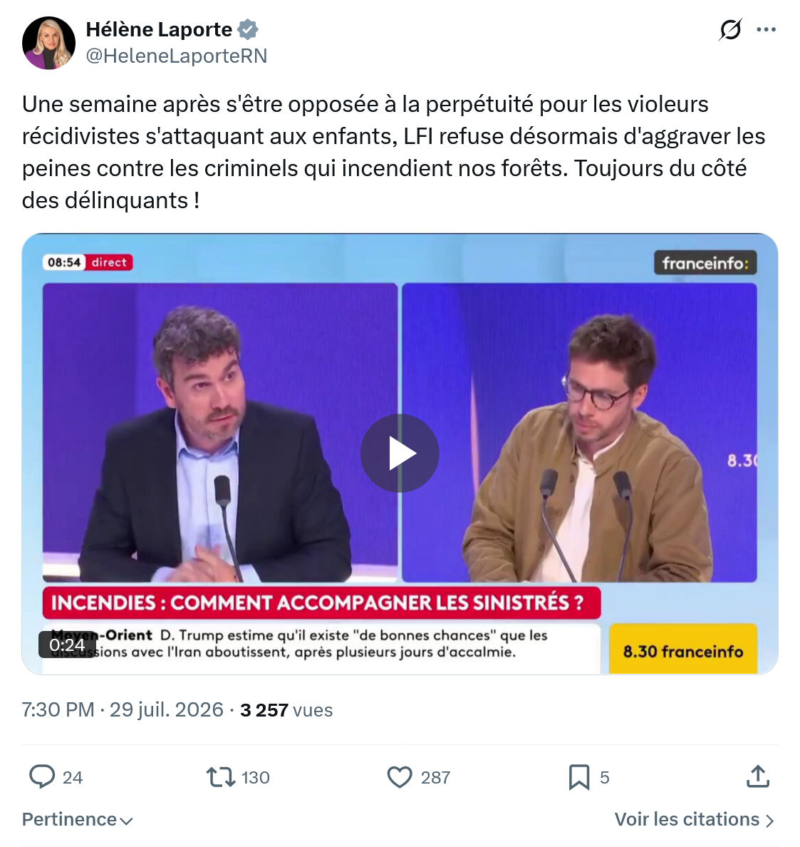 Hélène Laporte: Une semaine après s'être opposée...