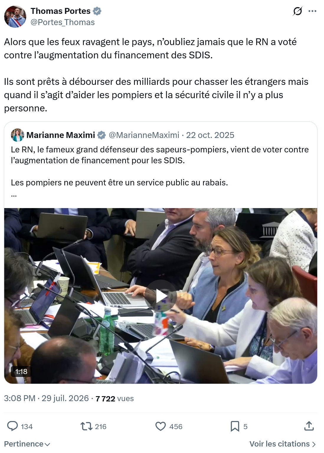 Thomas Portes: Alors que les feux ravagent le pays...