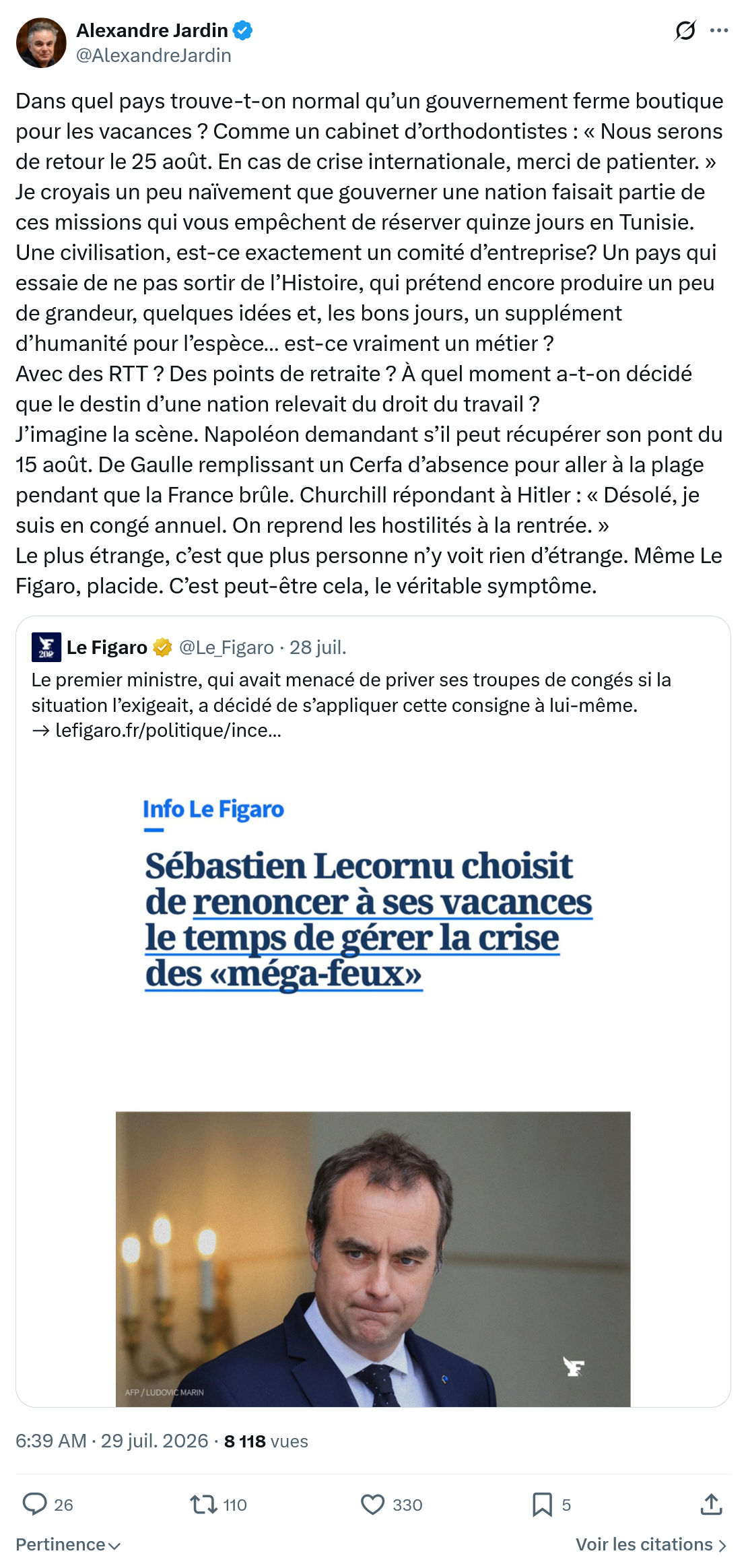 Alexandre Jardin: Dans quel pays trouve-t-on normal...