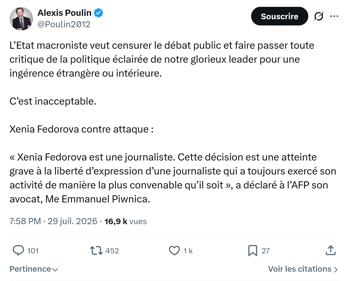 Alexis Poulin: L’Etat macroniste veut censurer...
