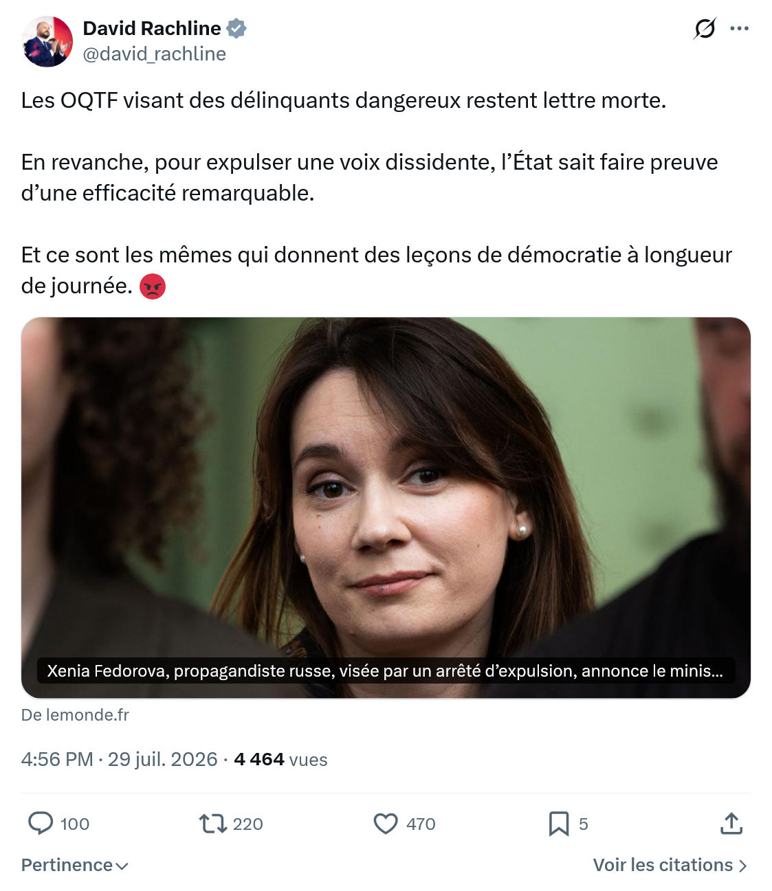 David Rachline: Les OQTF visant...