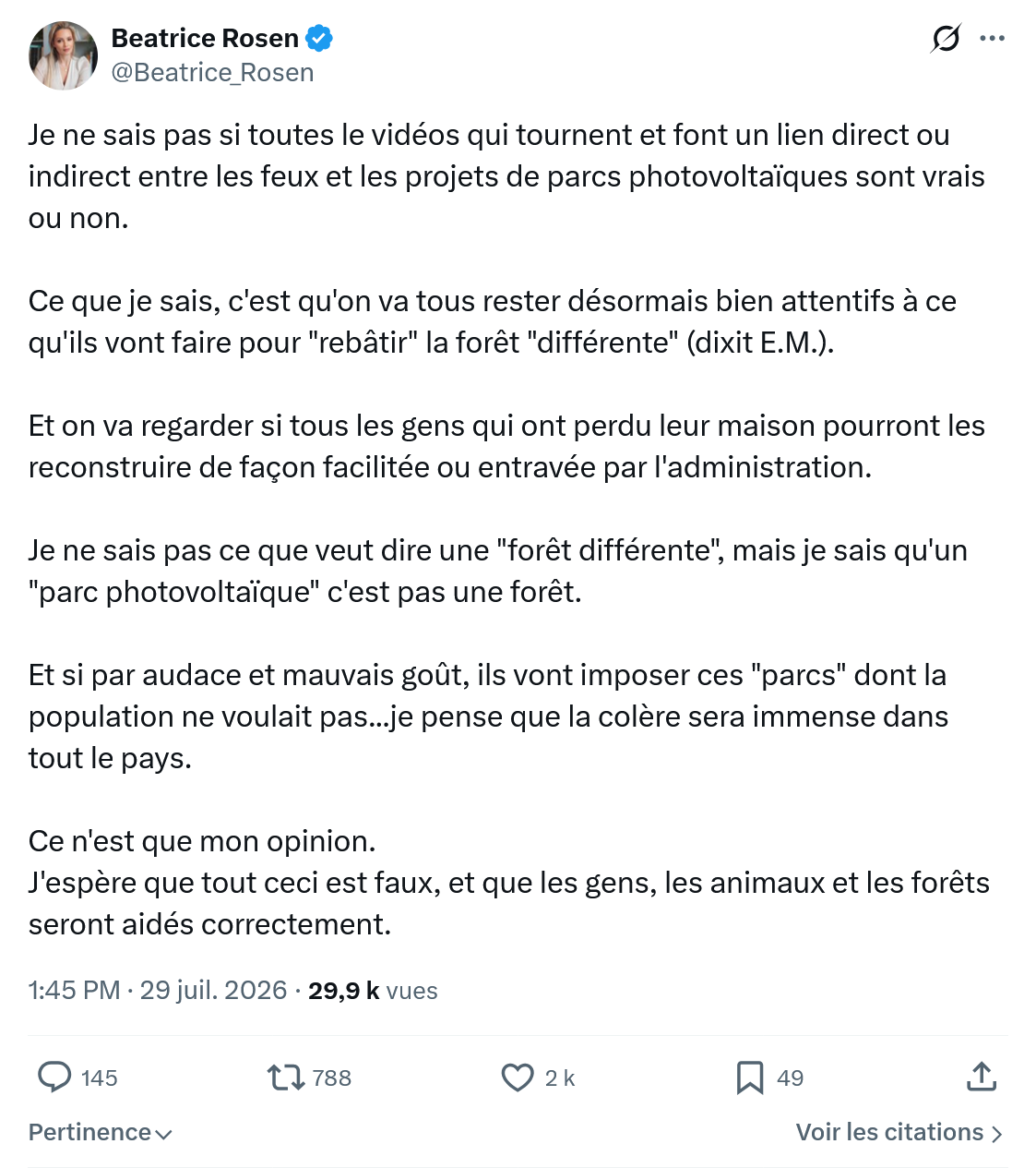 Béatrice Rosen: Je ne sais pas si toutes le vidéos...