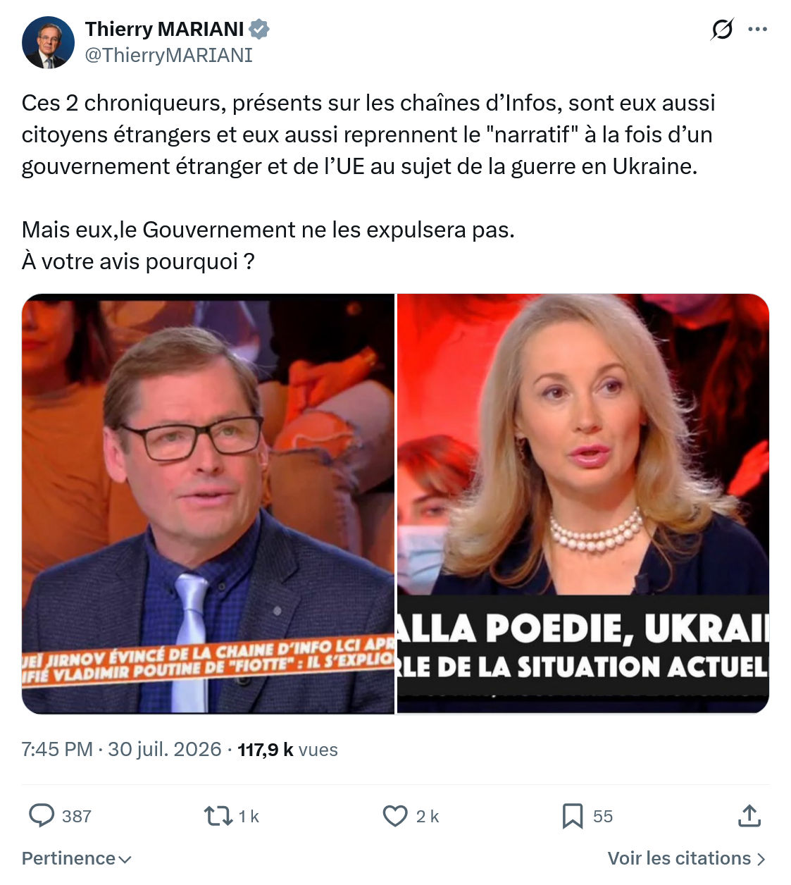 Thierry Mariani: Ces 2 chroniqueurs...