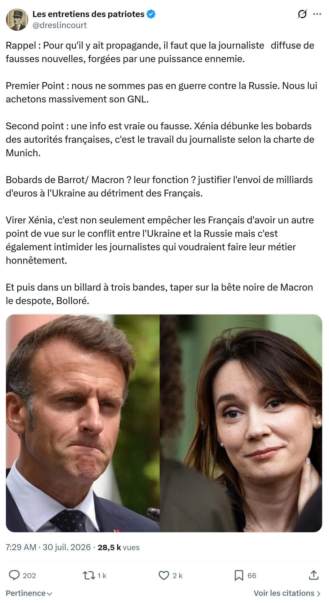 Marquis de Dreslincourt:  Pour qu'il y ait propagande...