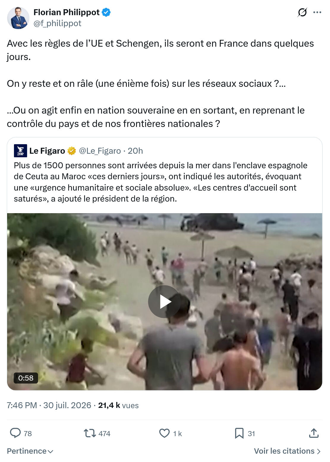 Florian Philippot: Avec les règles de l’UE et Schengen...