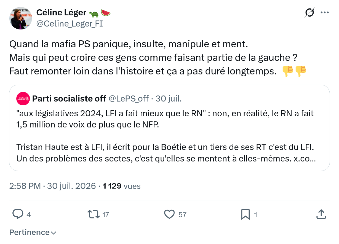 Céline Léger: Quand la mafia PS panique...