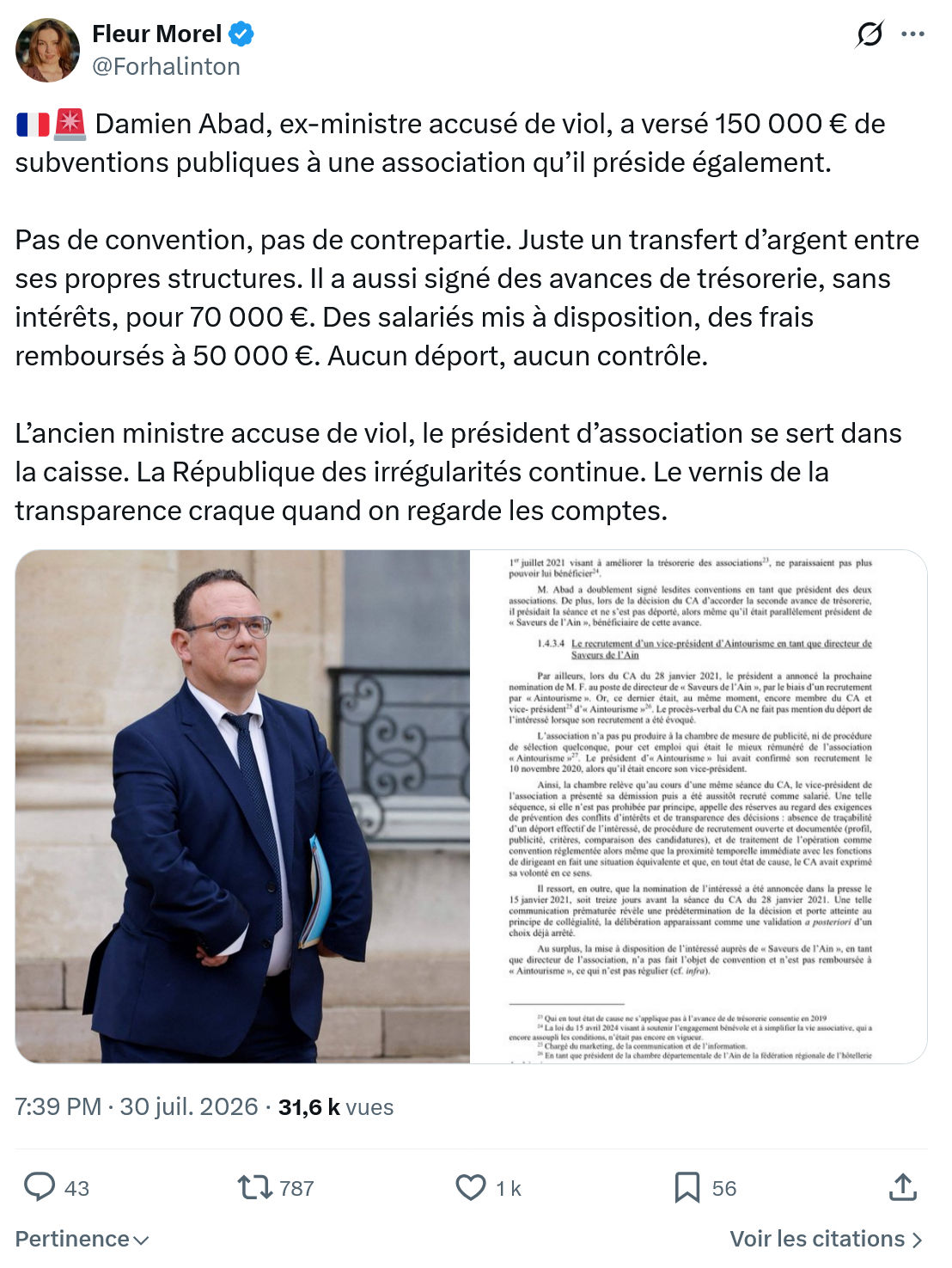 Fleur Morel: Damien Abad, ex-ministre accusé de viol...