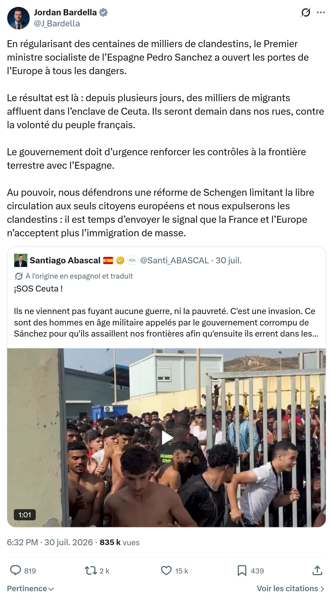 Jordan Bardella: En régularisant des centaines...