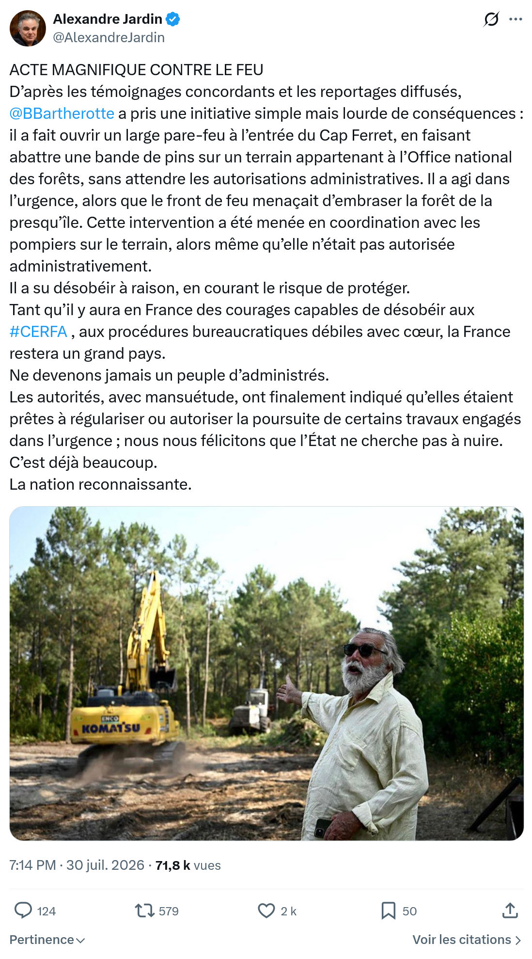 Alexandre Jardin: D’après les témoignages concordants...