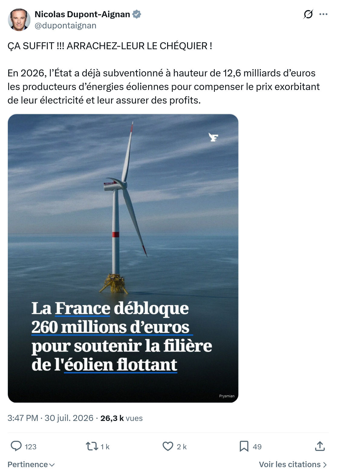 Nicolas Dupont-Aignan: ARRACHEZ-LEUR LE CHÉQUIER...