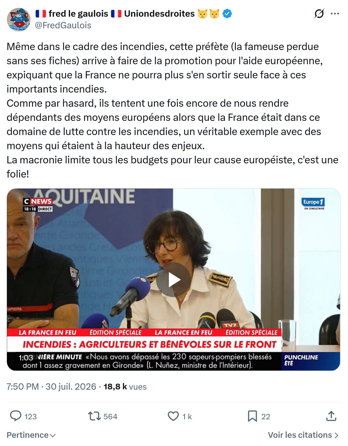 Fred le Gaulois: Même dans le cadre des incendies...