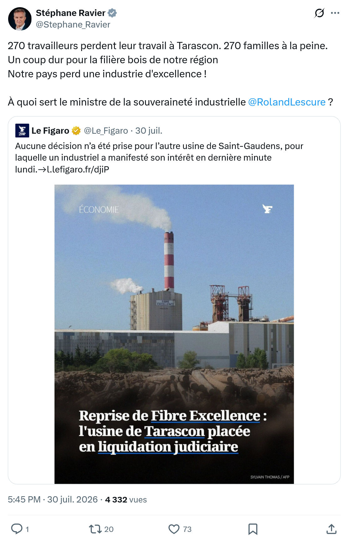 Stéphane Ravier: 270 travailleurs perdent...