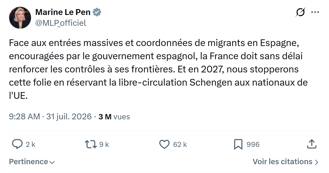 Marine Le Pen: Face aux entrées massives...