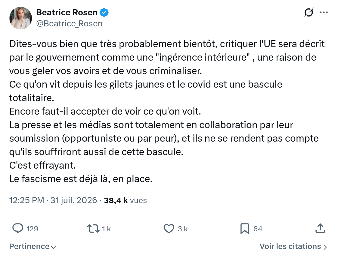 Béatrice Rosen: Dites-vous bien que très probablement...