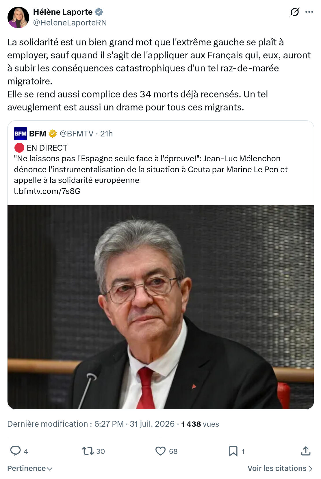 Hélène Laporte: La solidarité est un bien grand...