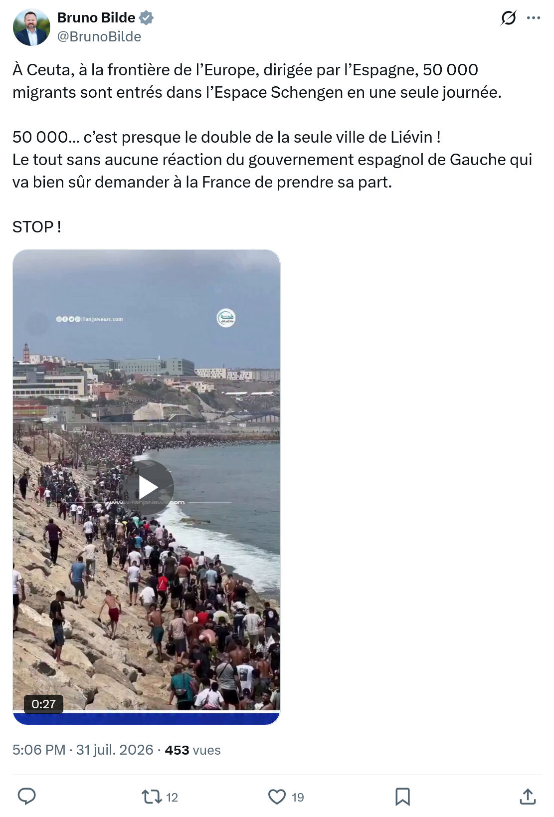 Bruno Bilde: À Ceuta, à la frontière de l’Europe...