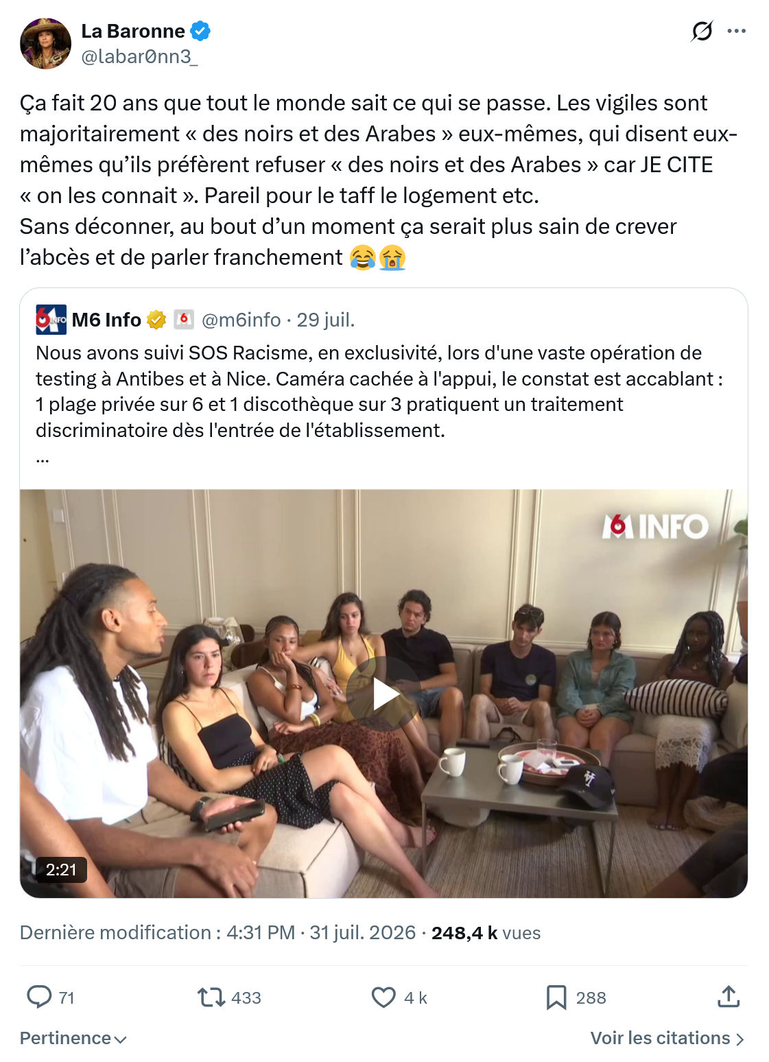 La Baronne: Ça fait 20 ans que tout le monde...