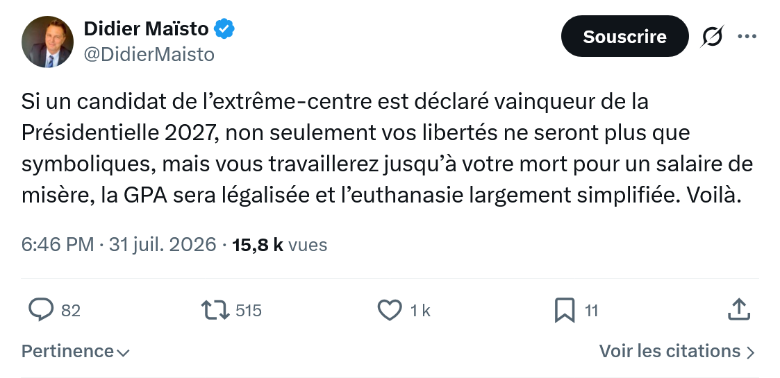 Didier Maïsto: Si un candidat de l’extrême-centre...