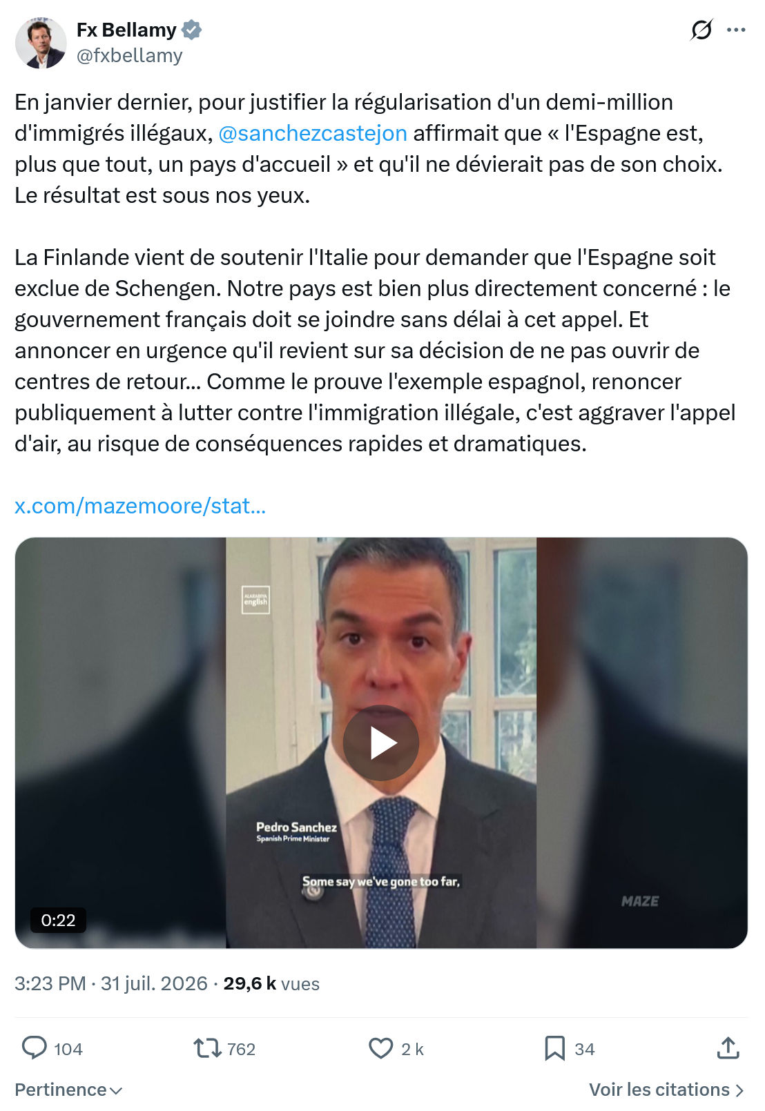 Fx Bellamy: En janvier dernier, pour justifier...