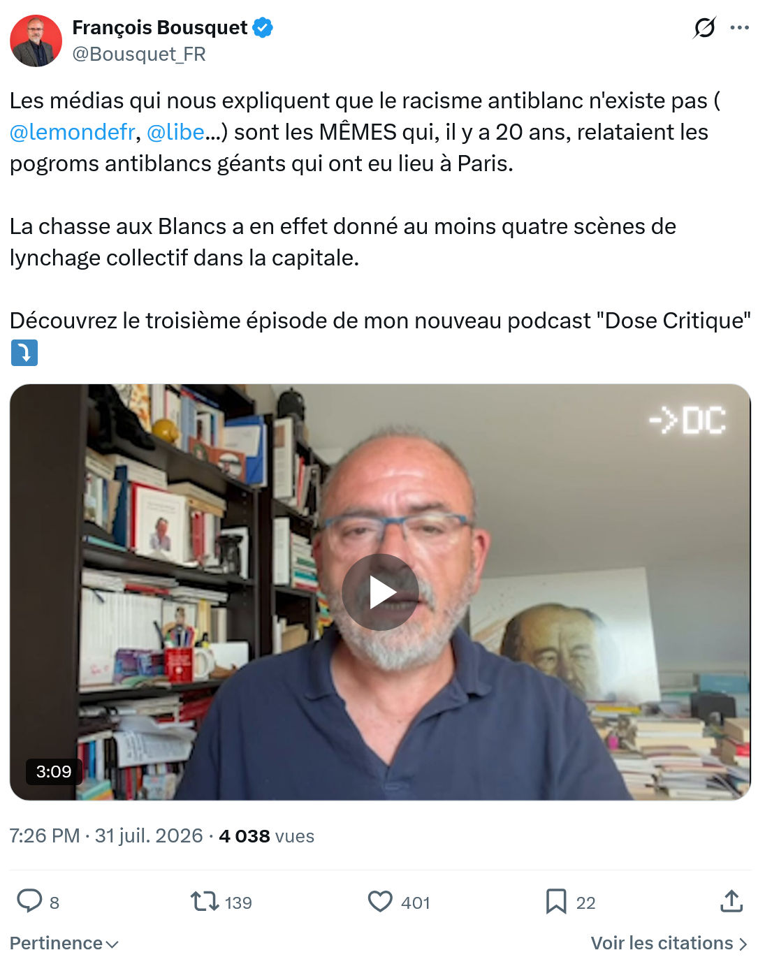 François Bousquet: Les médias qui nous expliquent...