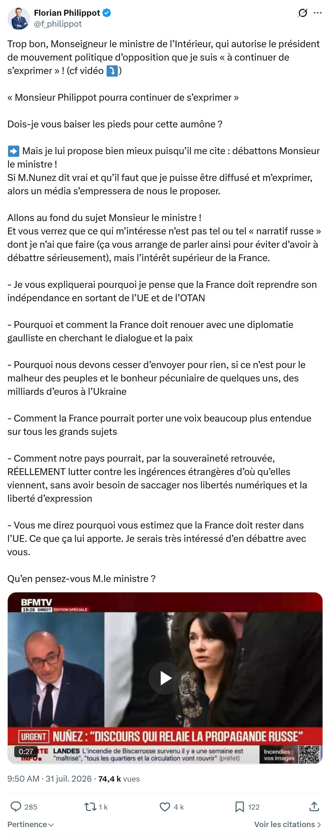 Florian Philippot: Trop bon, Monseigneur...