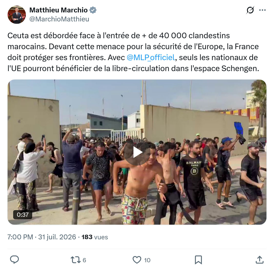 Matthieu Marchio: Ceuta est débordée face à l'entrée...