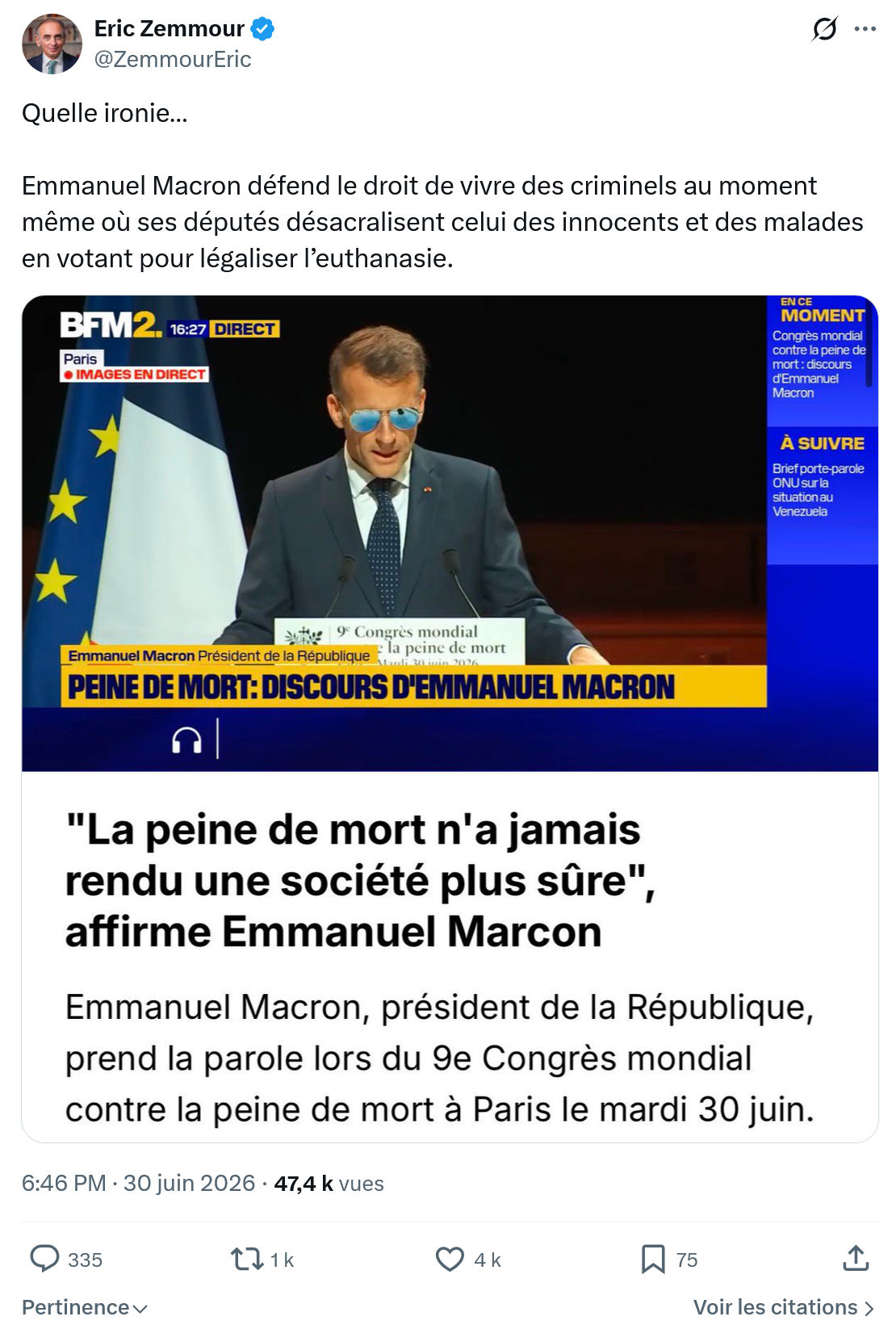 Eric Zemmour: Quelle ironie…