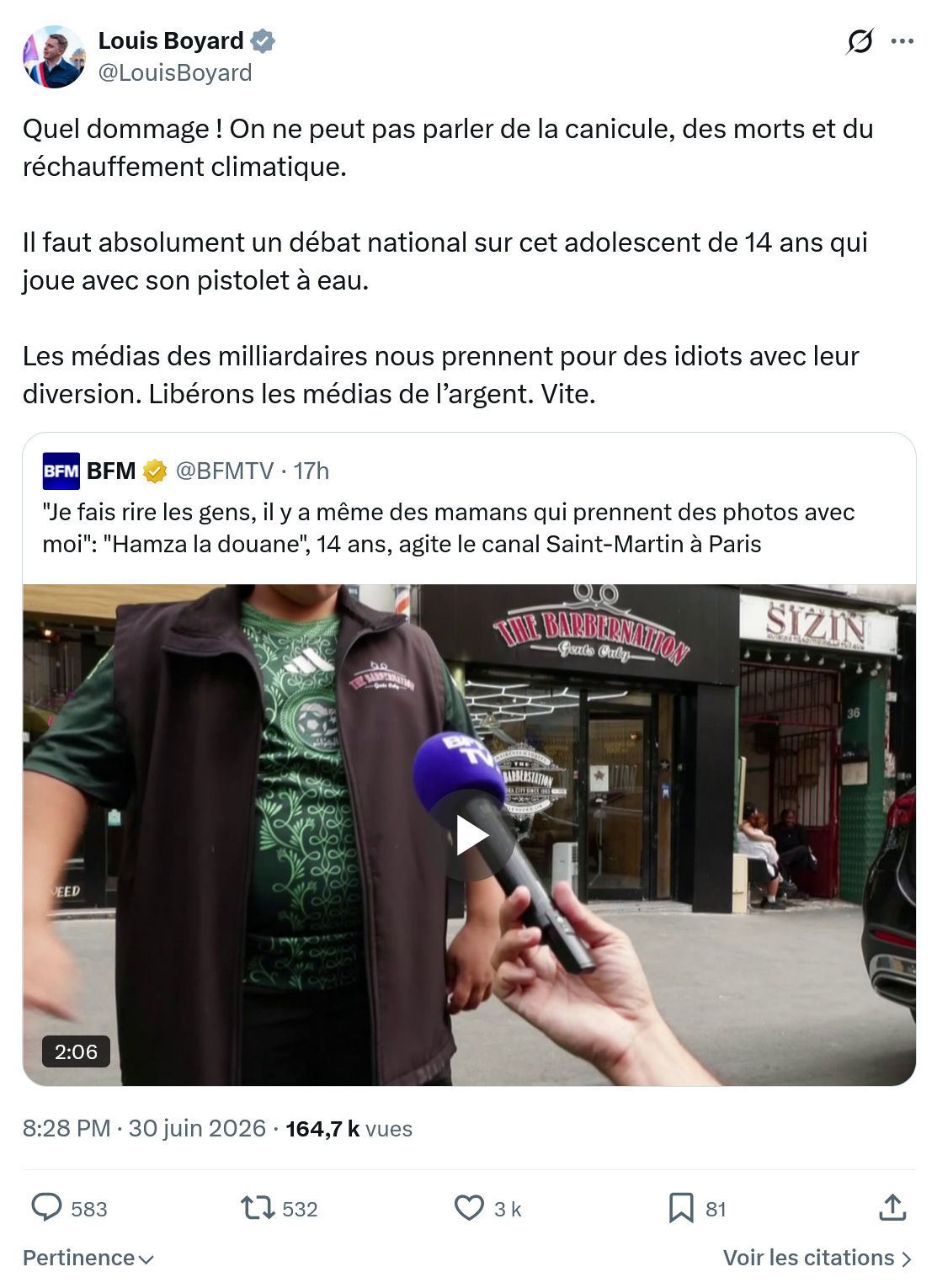 Louis Boyard: Quel dommage!...