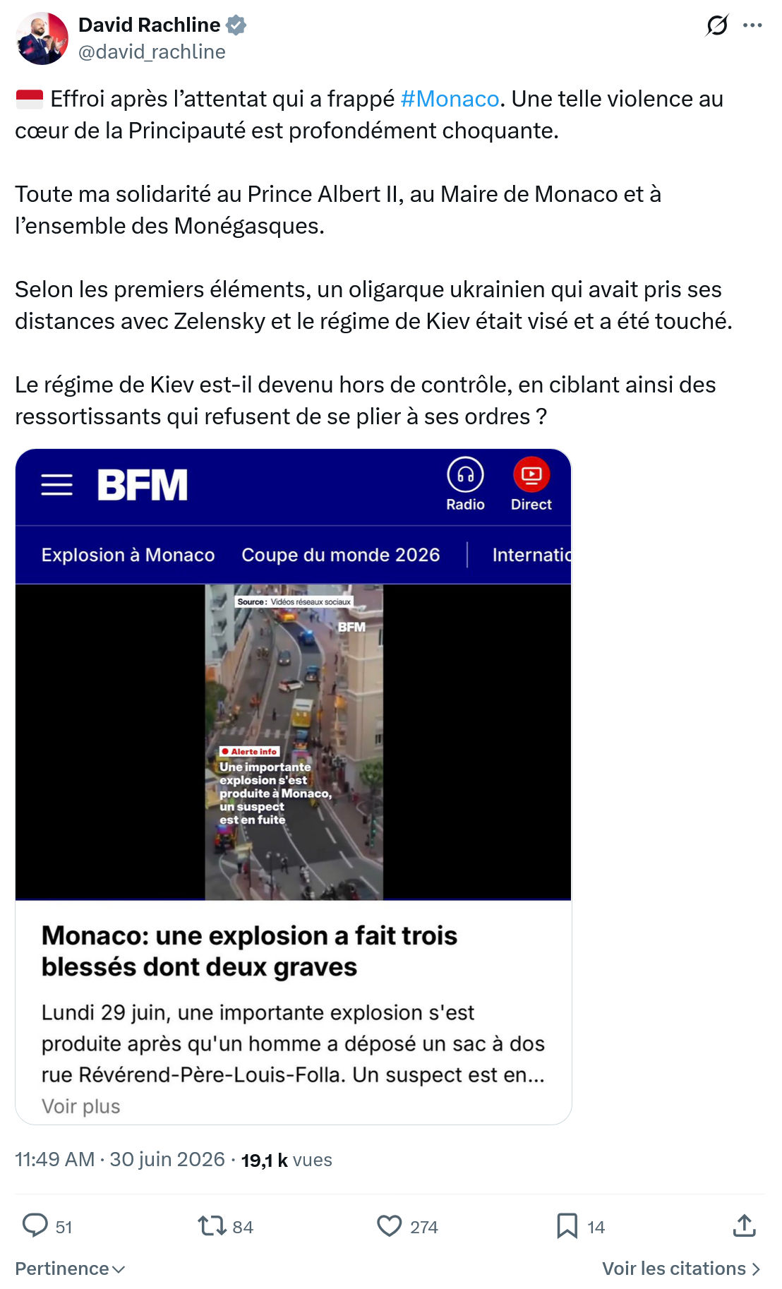 David Rachline: Effroi après l’attentat qui a frappé #Monaco...
