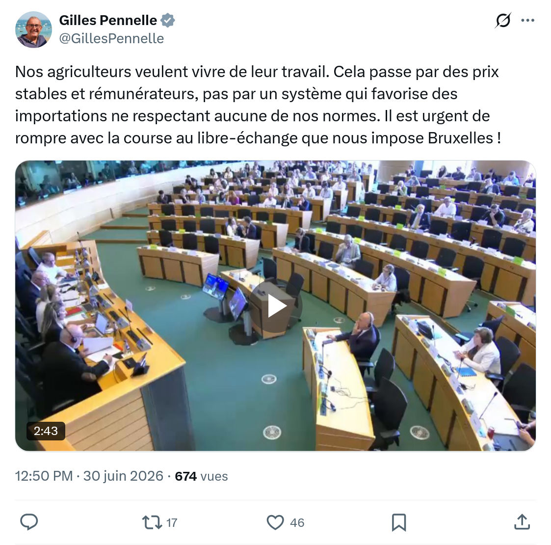 Gilles Pennelle: Nos agriculteurs veulent vivre...
