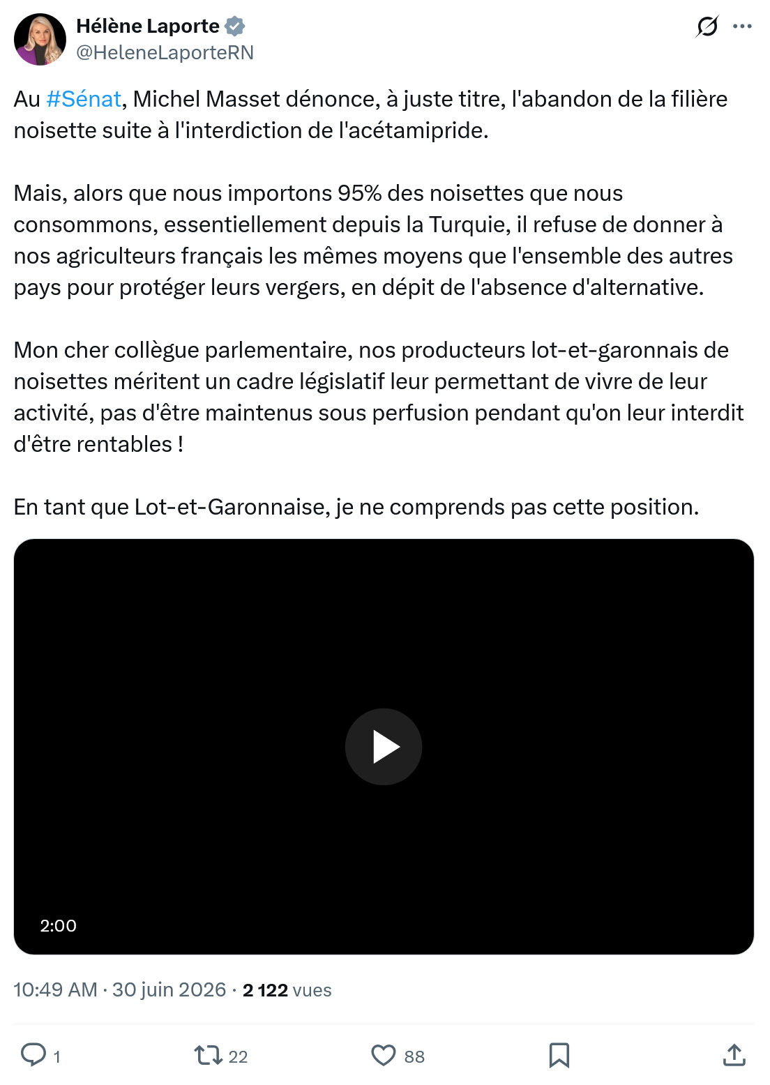 Hélène Laporte: Au #Sénat, Michel Masset dénonce...