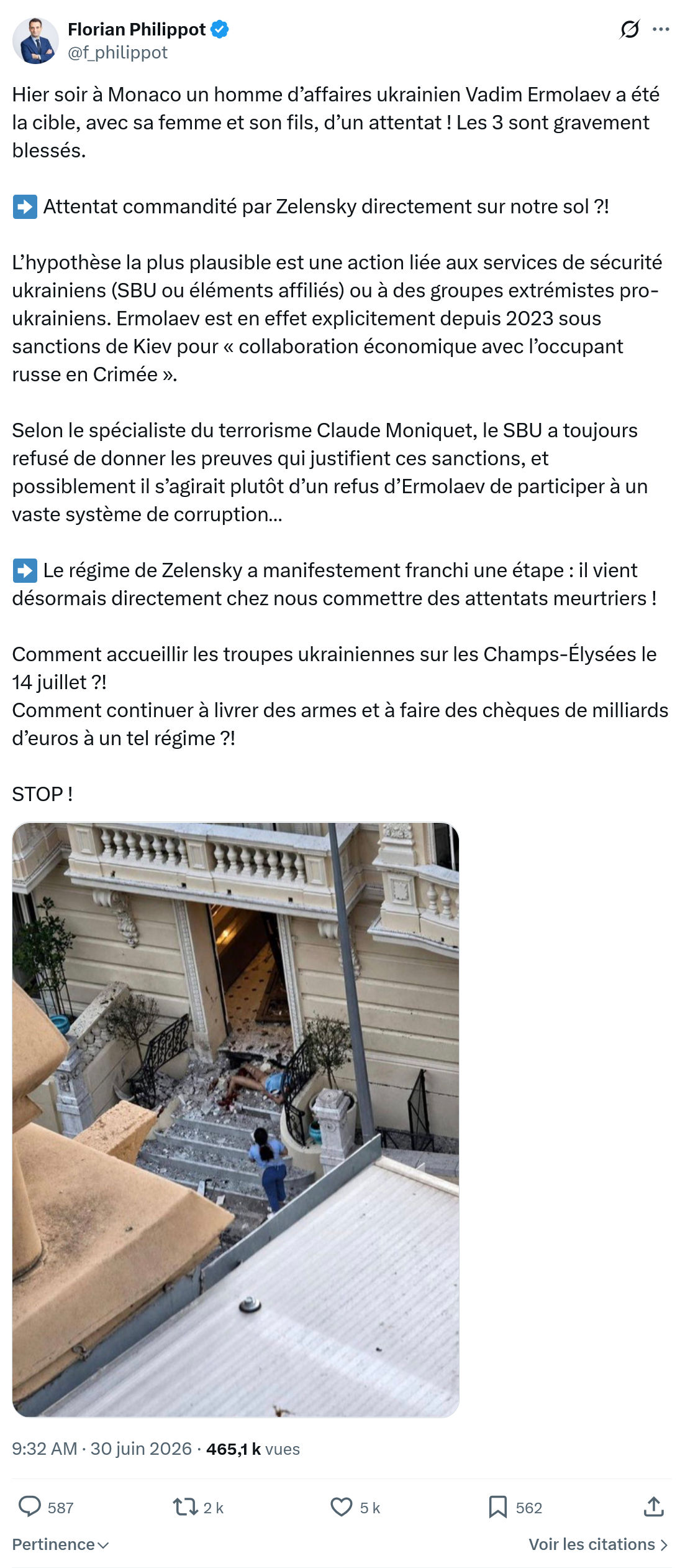 Florian Philippot: Hier soir à Monaco...