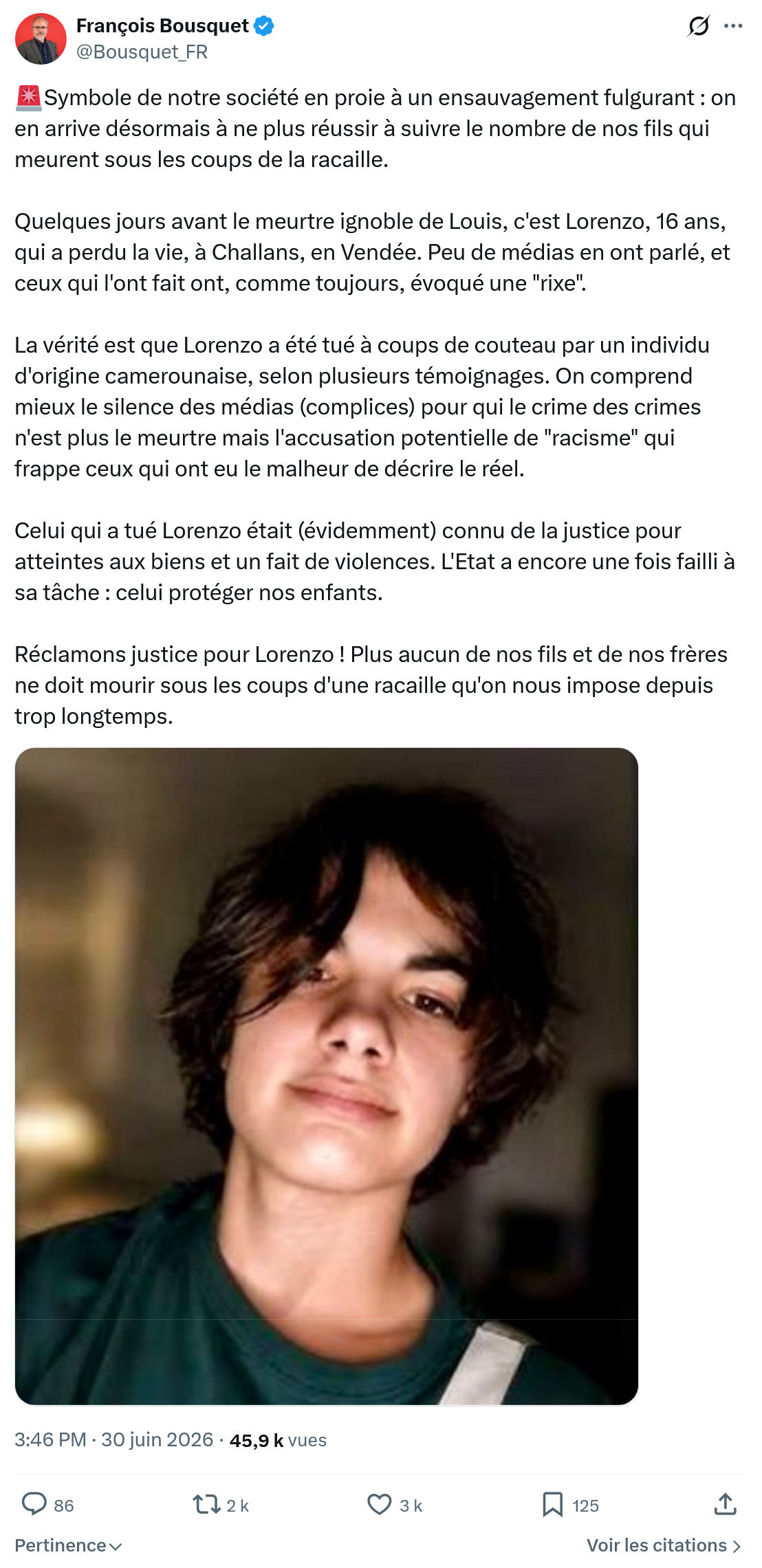 François Bousquet: Symbole de notre société en proie...